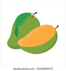 Mango icon isolated vector illustration, peel mango, sweet fruits, yellow fruit and a bunch of mango, tropical fruits, mango snacks or vegetarian nutrition, mangga, buah, buah mangga