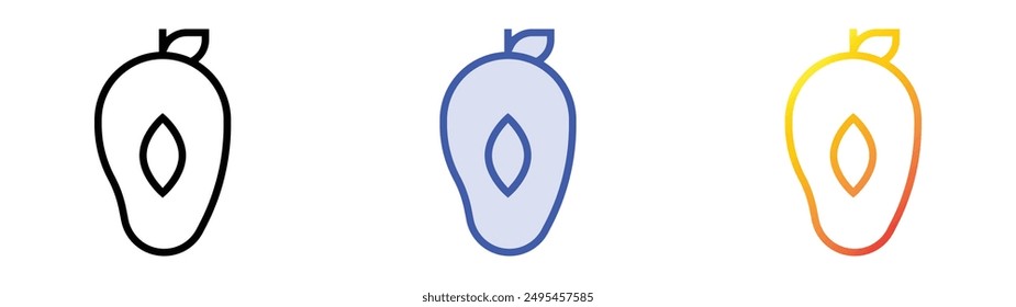 icono de mango. Diseño de estilo de relleno lineal, azul y degradado aislado sobre fondo blanco