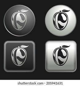 mango icon on monochrome round and square buttons