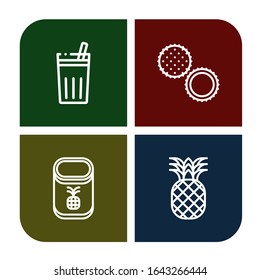 mango icon set. Collection of Chicha de frutilla, Rambutan, Pineapple icons