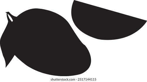 Mango icon silhouette black set.