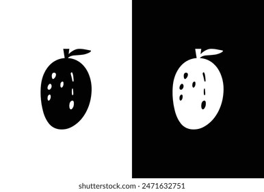 Icono de mango silueta Vector. Icono de línea de mango, fruta y tropical, gráficos de Vector, un patrón lineal sobre un fondo blanco