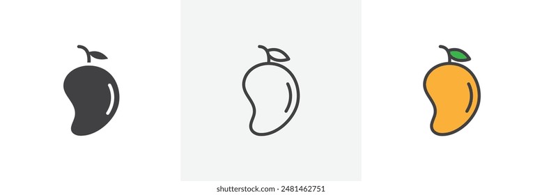 Mango icon symbol collection on white background.