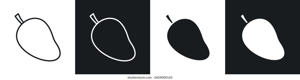 Mango icon symbol collection on white background.