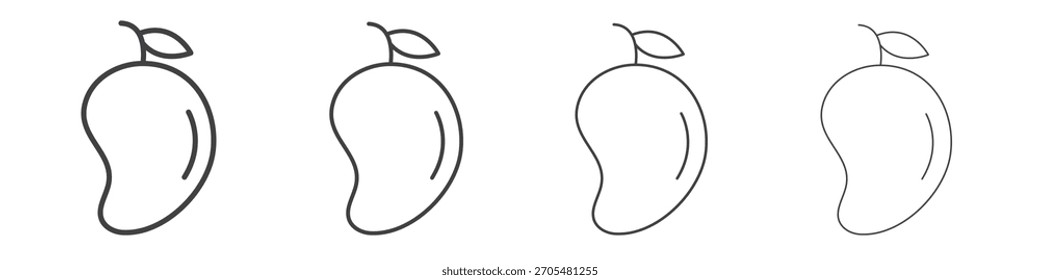 Colección de Vector de icono de mango, Plantilla de logotipo de ilustración en estilo de trazos editables de línea delgada de moda.