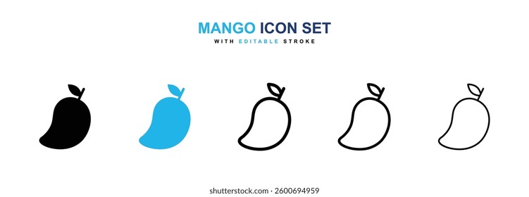 Mango icons graphics set in black and blue colors