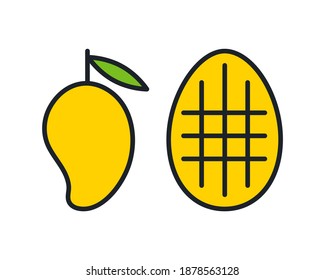 Iconos de mango. Icono de color lineal, contorno, forma, contorno. Ligera. Diseño minimalista moderno. Ilustraciones vectoriales de frutos