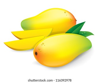 Mango, Isolated On White Background, Vector Illustration