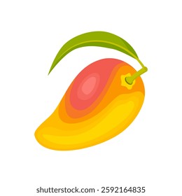 Mango isolated on white background. Vector cartoon flat illustration of tropical fruit.