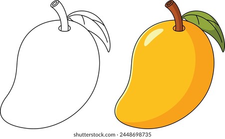 Mango Ilustración vectorial aislada dibujado a mano para colorear página para niños