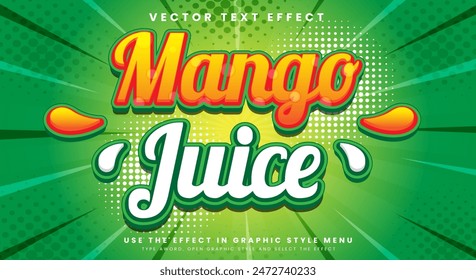 Mango Juice 3d editable text effect Template suitable for fresh fruit themed