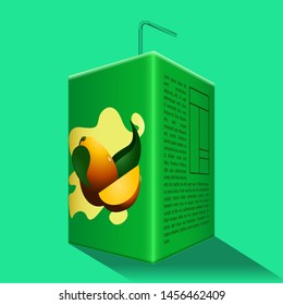 Mango juice box on a colored background - Vector