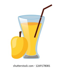 mango juice cup with straw
