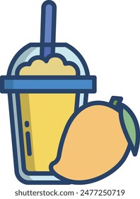 Mango Juice linear color vector illustration