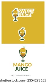diseño del logo del jugo de mango - pegatina de mango - logo del jugo dulce - Vector de vidrio y mango