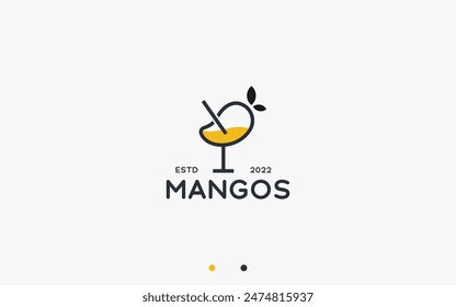 mango juice logo design vector silhouette illustration