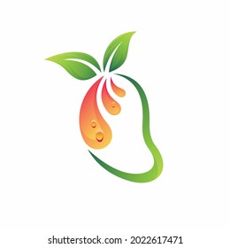 mango juice logo with droplets concept