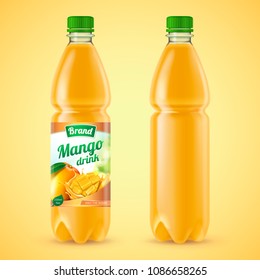 Mango juice package set in 3d illustration