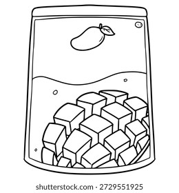mango juice pouch illustration hand drawn outline vector
