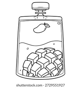 mango juice pouch illustration hand drawn outline vector