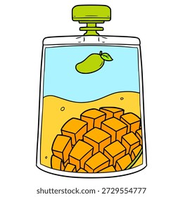 mango juice pouch illustration hand drawn isolated vector