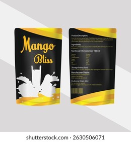 Bolsa de suco de manga produto embalagem stand-up modelo de design de bolsa.
