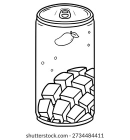mango juice ready to drink illustration hand drawn outline vector