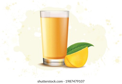 Mango-Saft und Mango-Scheibe, Vektorgrafik