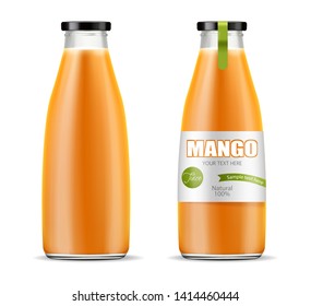 Mango juice Vector realistic. Product placement mock up. Packaging design. 3d illustration