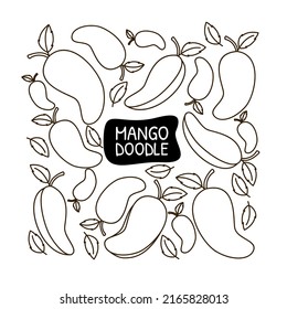 mango juicy fruit doodle hand drawn design pattern
