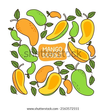 mango juicy fruit doodle hand drawn design pattern