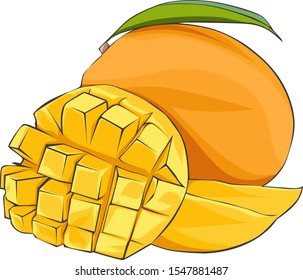 Mango juicy fruit vector illustration