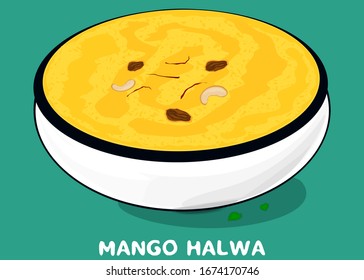 Mango ka halwa indian Sweet food Vector