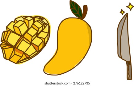 Mango with knife
