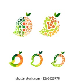 mango lab, abstract design with some beautiful and harmonious flat colors, logo for health, pharmacy, and labiratories