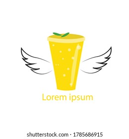 mango lassi drink logo, cold yogurt drinks from the Punjab region in Pakistan and India.