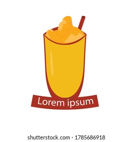 mango lassi drink logo, cold yogurt drinks from the Punjab region in Pakistan and India.