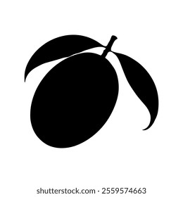 Mango with leaf silhouette icon vector design.
