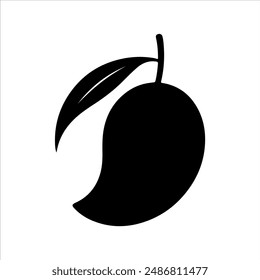 Mango con silueta de hoja sobre fondo blanco. Diseño de Ilustración vectorial de signo de ícono de mango.