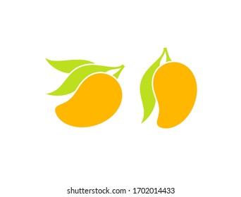 Mango mit Blättern. Exotische Früchte. Einzige Mango auf weißem Hintergrund 
