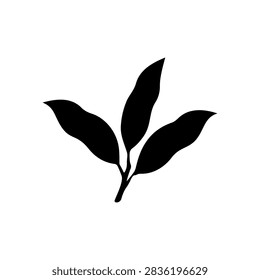 Mango leaves silhouette vector flat design on white background.
