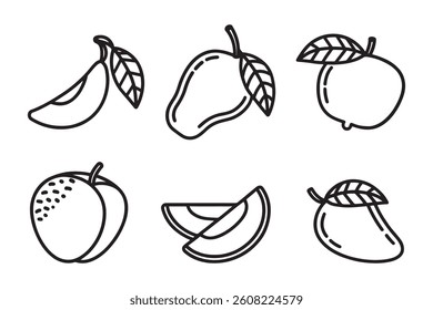 
Mango line art set isolated flat vector illustration on white background