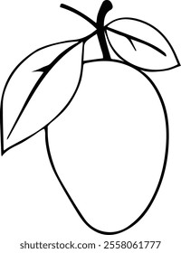 A Mango line art silhouette vector illustration on white background