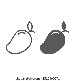 Mango line and glyph icon, tropical and food, fruit sign, vector graphics, a linear pattern on a white background, eps 10.