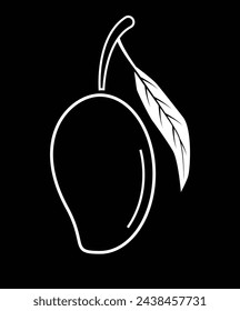 Mango line icon, fruit and tropical, vector graphics, a linear pattern on a black background, eps 10.