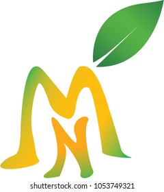 Mango logo art with leaf graphic trendy vector design company logo design.
