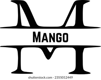 Diseño del logo de Mango en fondo blanco