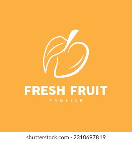 Mango Logo, Fresh Fruit Vector, Abstract Line Style Design, Icon Template Illustration