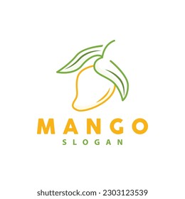 Mango Logo, Fruit Design Simple Minimalist Style, Fruit Juice Vector, Icon Symbol Illustration