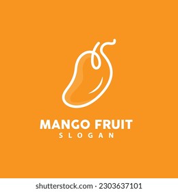 Logotipo de mango, diseño de fruta, estilo minimalista simple, vector de jugo de fruta, ilustración de símbolo de icono